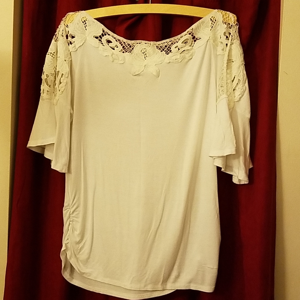 Lilian lace eyelet short sleeve blouse